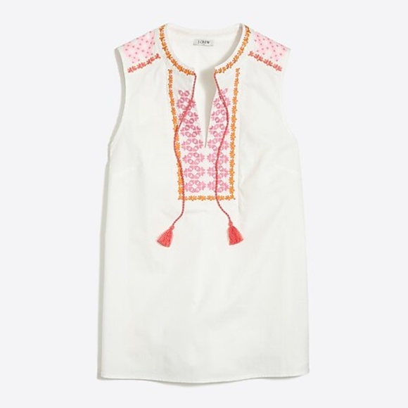 J. Crew Factory Tops - [J. Crew] Embroidered Tassle Tie Sleeveless Top